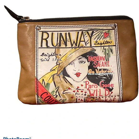 Brighton Couture  Fashionista Runway Tan zipper leather clutch - Picture 12 of 12